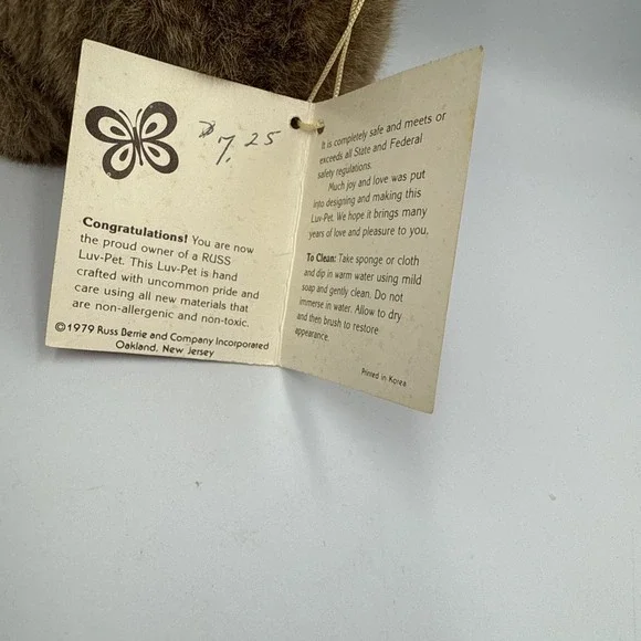 Vintage Rare Luv Pets 1979 Russ Berry Baboo Teddy Bear Plush Animal With Tags - Picture 4 of 12